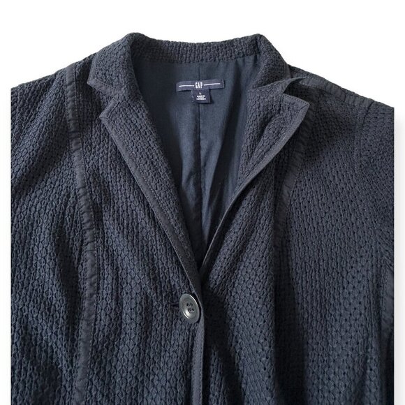 Gap Cotton Eyelet Blazer Jacket, Navy Blue, Size L - Picture 9 of 12